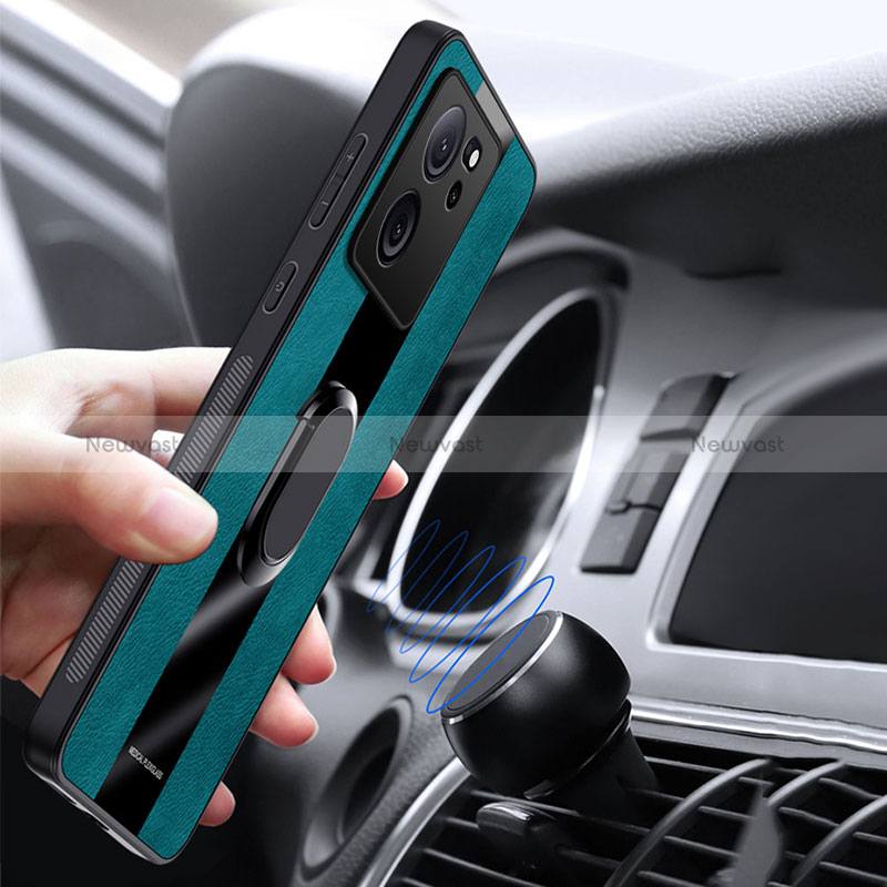 Soft Silicone Gel Leather Snap On Case Cover with Magnetic Finger Ring Stand PB1 for Xiaomi Mi 13T Pro 5G