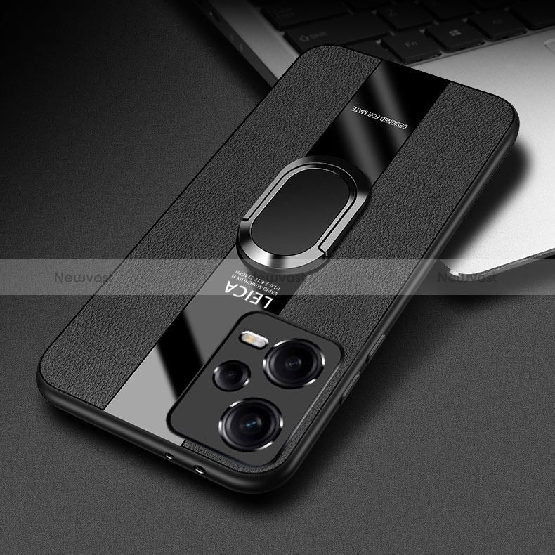 Soft Silicone Gel Leather Snap On Case Cover with Magnetic Finger Ring Stand PB1 for Xiaomi Poco X5 5G