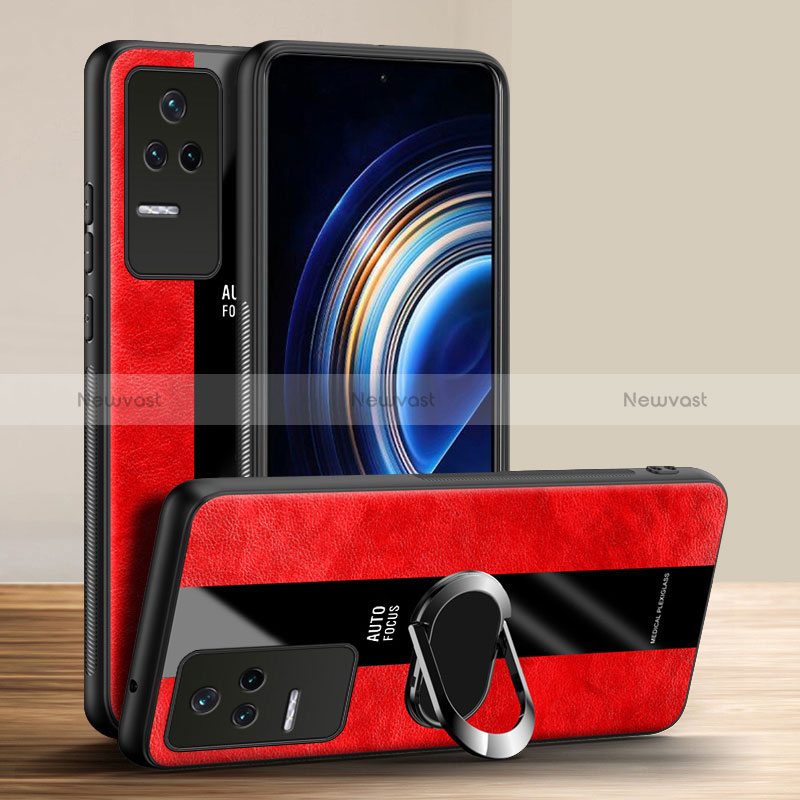 Soft Silicone Gel Leather Snap On Case Cover with Magnetic Finger Ring Stand PB1 for Xiaomi Redmi K50 Pro 5G