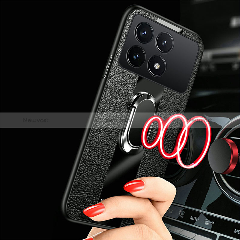 Soft Silicone Gel Leather Snap On Case Cover with Magnetic Finger Ring Stand PB1 for Xiaomi Redmi K70 5G