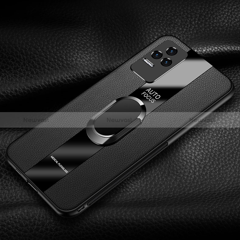 Soft Silicone Gel Leather Snap On Case Cover with Magnetic Finger Ring Stand PB2 for Xiaomi Redmi K50 Pro 5G