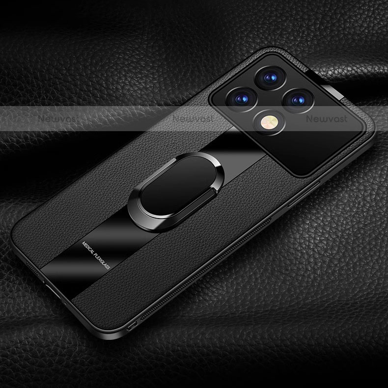 Soft Silicone Gel Leather Snap On Case Cover with Magnetic Finger Ring Stand PB2 for Xiaomi Redmi K70E 5G