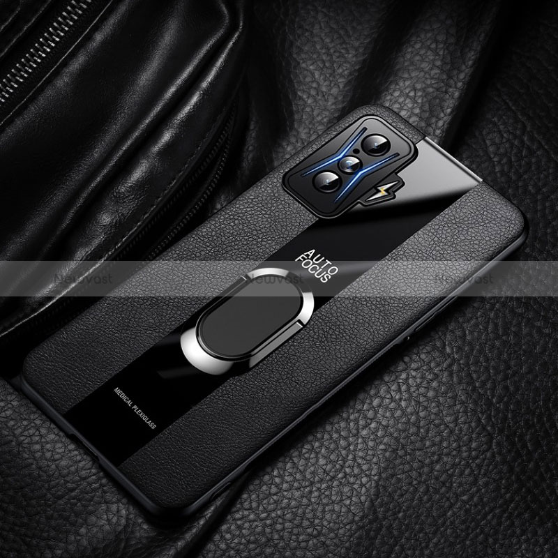 Soft Silicone Gel Leather Snap On Case Cover with Magnetic Finger Ring Stand PB3 for Xiaomi Redmi K50 Gaming AMG F1 5G