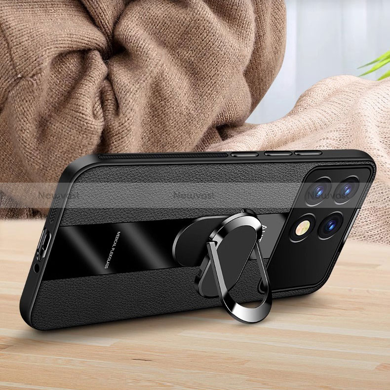 Soft Silicone Gel Leather Snap On Case Cover with Magnetic Finger Ring Stand PB3 for Xiaomi Redmi K70 Pro 5G