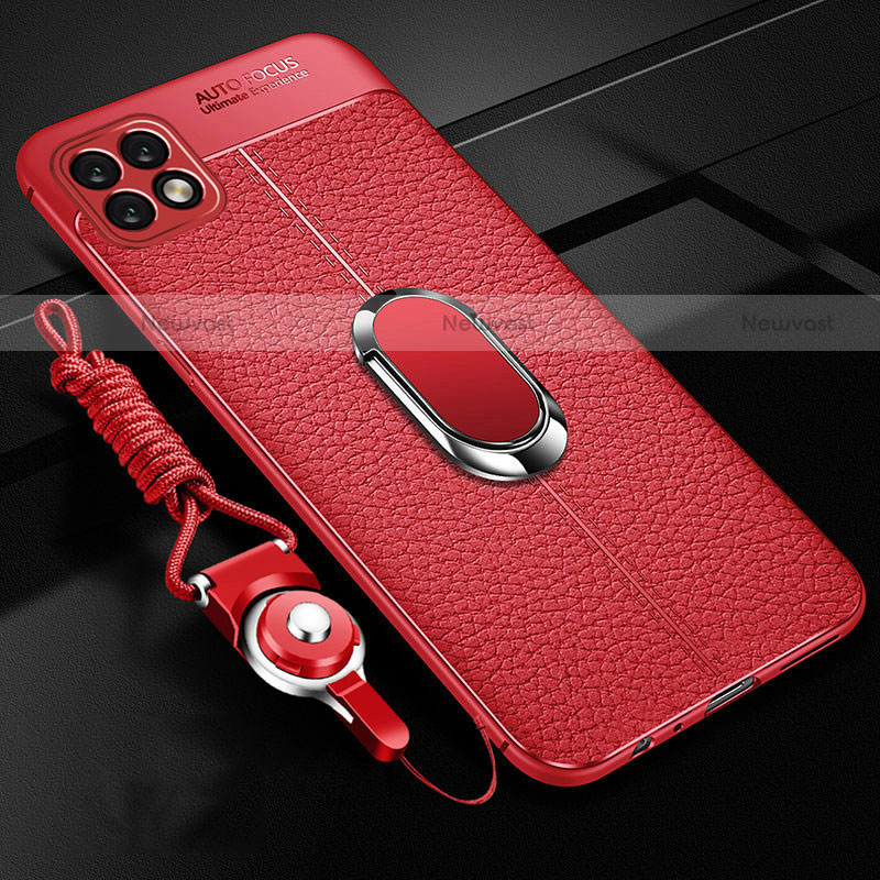 Soft Silicone Gel Leather Snap On Case Cover with Magnetic Finger Ring Stand S01 for Oppo A72 5G