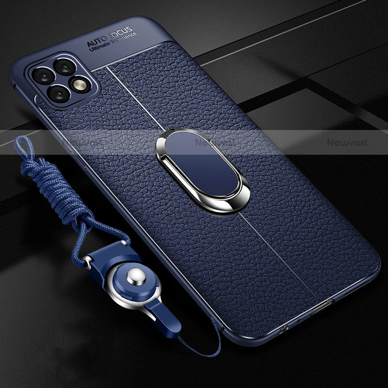 Soft Silicone Gel Leather Snap On Case Cover with Magnetic Finger Ring Stand S01 for Oppo A72 5G