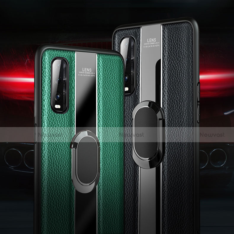 Soft Silicone Gel Leather Snap On Case Cover with Magnetic Finger Ring Stand S01 for Oppo Find X2