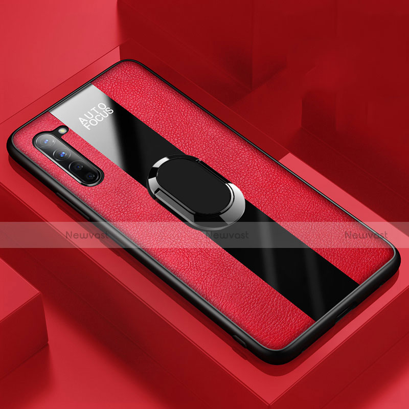 Soft Silicone Gel Leather Snap On Case Cover with Magnetic Finger Ring Stand S01 for Oppo Find X2 Lite