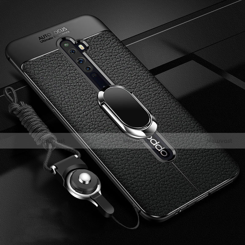 Soft Silicone Gel Leather Snap On Case Cover with Magnetic Finger Ring Stand S01 for Oppo Reno2 Z