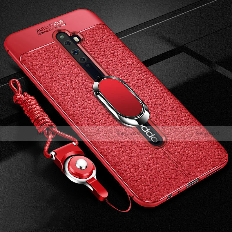 Soft Silicone Gel Leather Snap On Case Cover with Magnetic Finger Ring Stand S01 for Oppo Reno2 Z