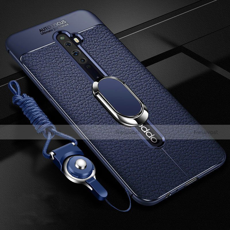 Soft Silicone Gel Leather Snap On Case Cover with Magnetic Finger Ring Stand S01 for Oppo Reno2 Z