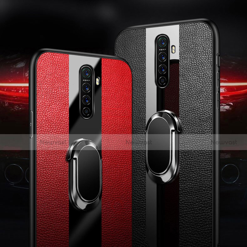 Soft Silicone Gel Leather Snap On Case Cover with Magnetic Finger Ring Stand S01 for Realme X2 Pro