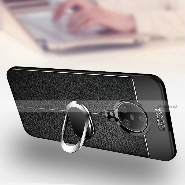 Soft Silicone Gel Leather Snap On Case Cover with Magnetic Finger Ring Stand S01 for Vivo Nex 3S