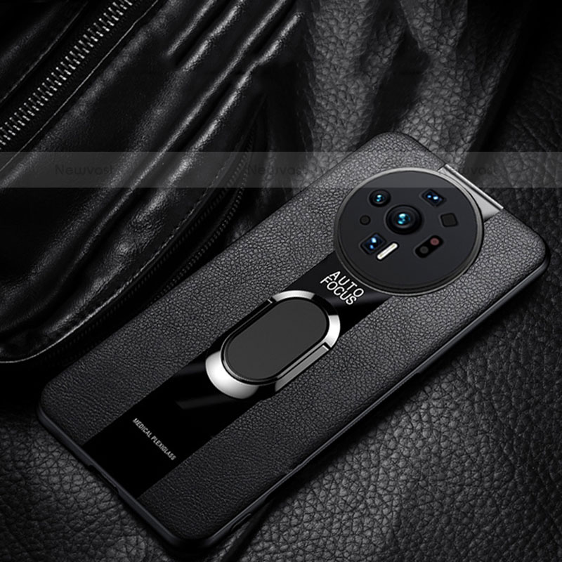 Soft Silicone Gel Leather Snap On Case Cover with Magnetic Finger Ring Stand S01 for Xiaomi Mi 12 Ultra 5G