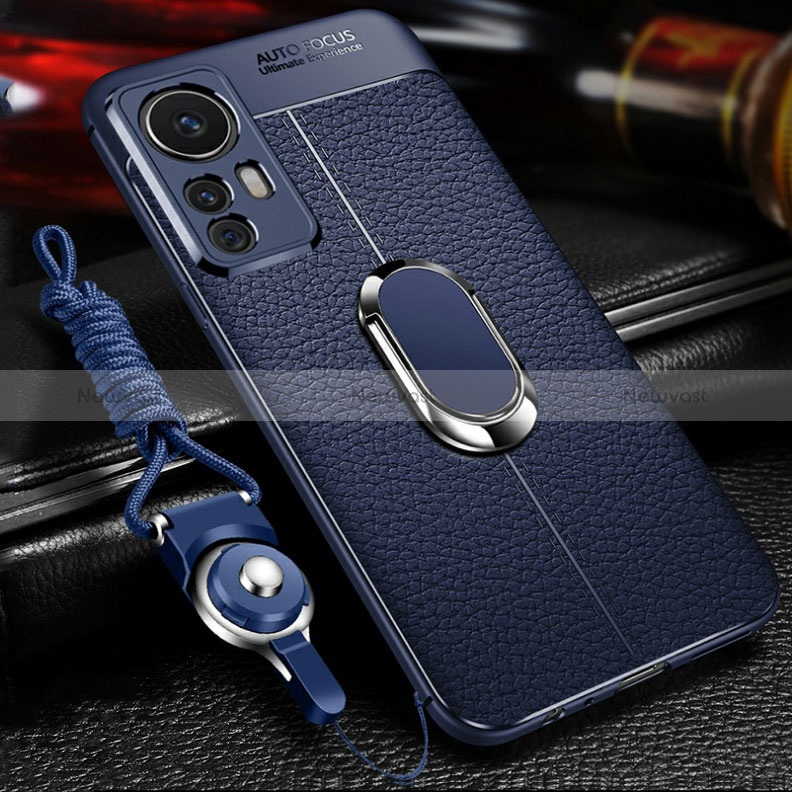 Soft Silicone Gel Leather Snap On Case Cover with Magnetic Finger Ring Stand S01 for Xiaomi Mi 12T Pro 5G