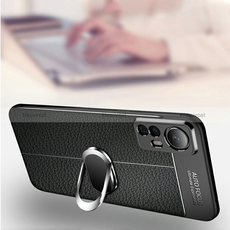 Soft Silicone Gel Leather Snap On Case Cover with Magnetic Finger Ring Stand S01 for Xiaomi Mi 12T Pro 5G