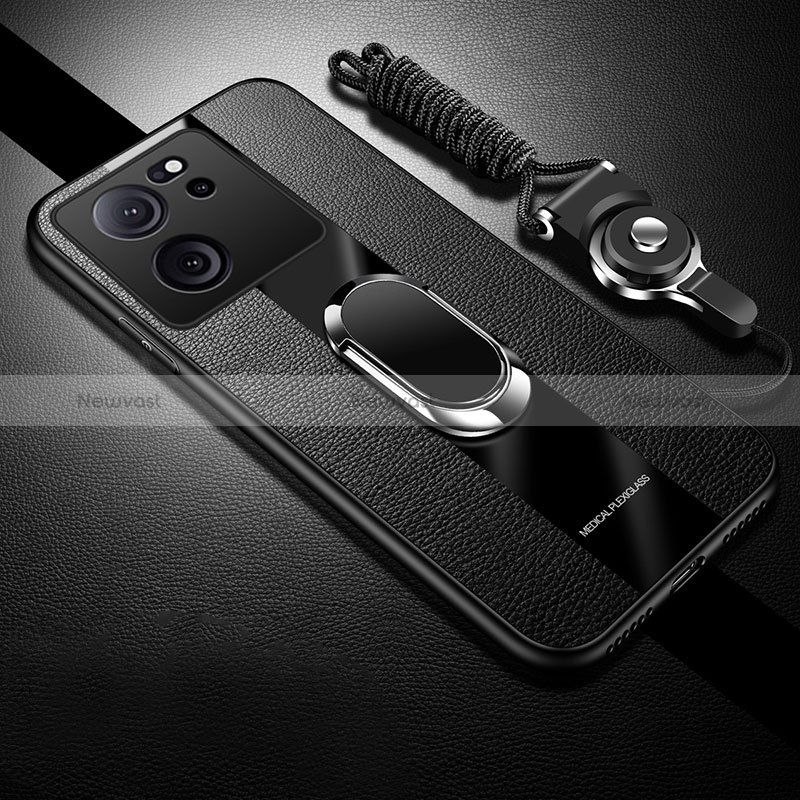 Soft Silicone Gel Leather Snap On Case Cover with Magnetic Finger Ring Stand S01 for Xiaomi Mi 13T 5G