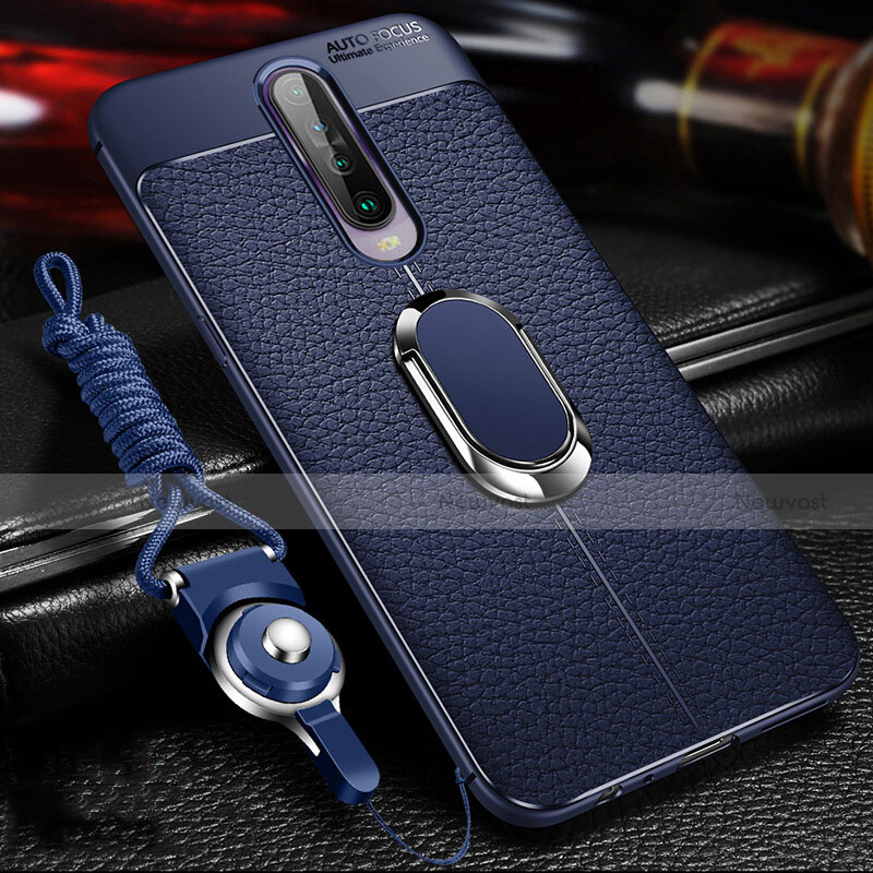 Soft Silicone Gel Leather Snap On Case Cover with Magnetic Finger Ring Stand S01 for Xiaomi Redmi K30 5G