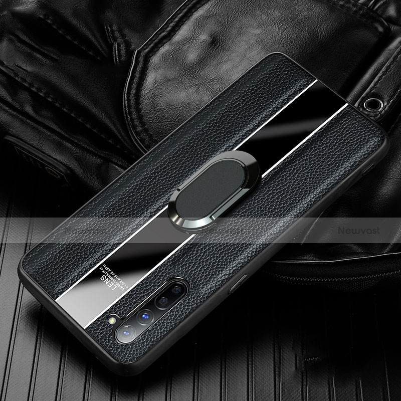 Soft Silicone Gel Leather Snap On Case Cover with Magnetic Finger Ring Stand S03 for Oppo K7 5G