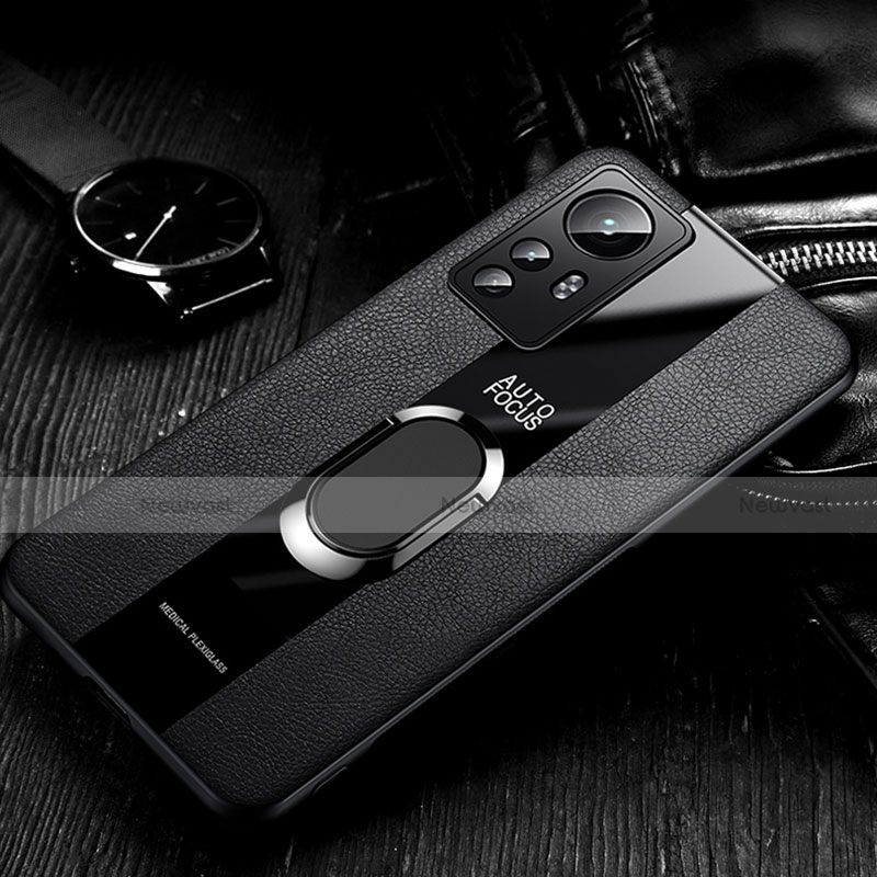 Soft Silicone Gel Leather Snap On Case Cover with Magnetic Finger Ring Stand S03 for Xiaomi Mi 12 5G