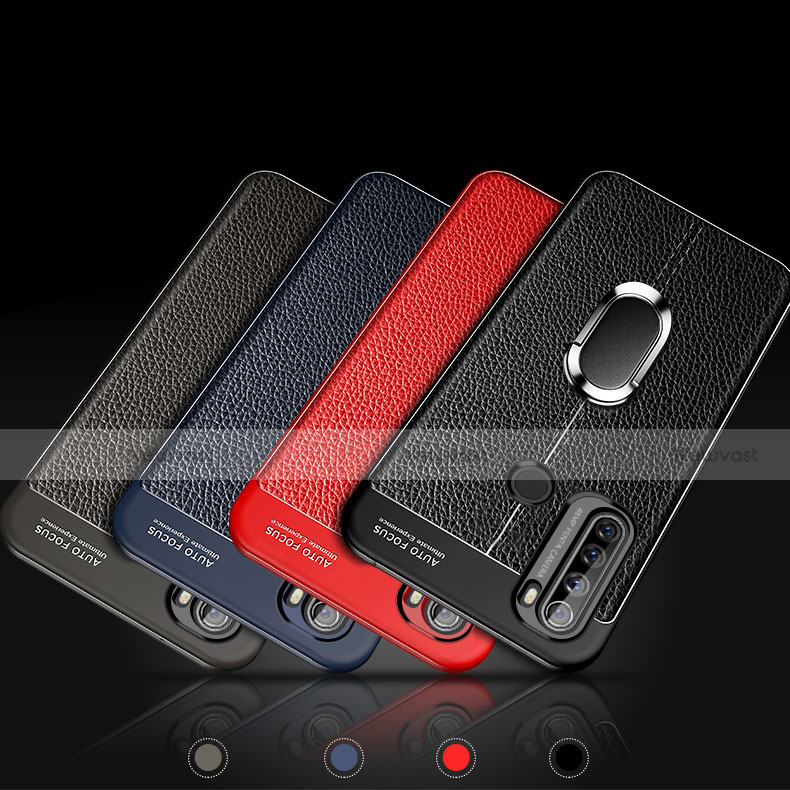 Soft Silicone Gel Leather Snap On Case Cover with Magnetic Finger Ring Stand S03 for Xiaomi Redmi Note 8