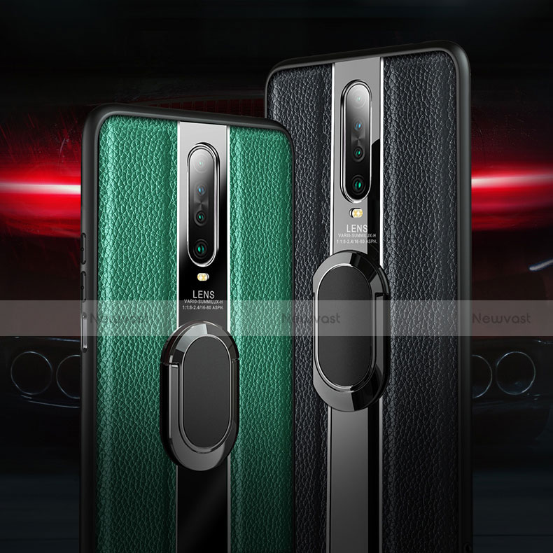 Soft Silicone Gel Leather Snap On Case Cover with Magnetic Finger Ring Stand S04 for Xiaomi Redmi K30i 5G