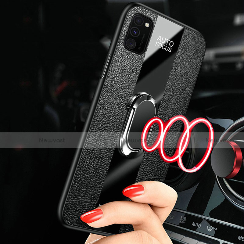 Soft Silicone Gel Leather Snap On Case Cover with Magnetic Finger Ring Stand T01 for Huawei Honor V30 Pro 5G
