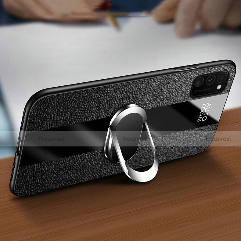 Soft Silicone Gel Leather Snap On Case Cover with Magnetic Finger Ring Stand T01 for Huawei Honor V30 Pro 5G