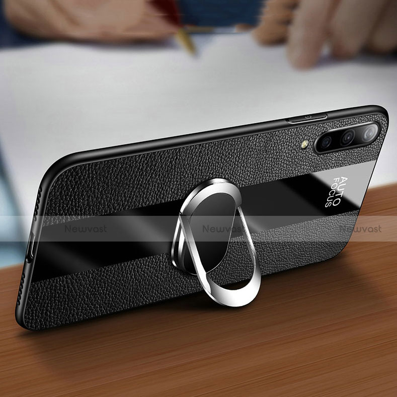 Soft Silicone Gel Leather Snap On Case Cover with Magnetic Finger Ring Stand T01 for Xiaomi Mi A3