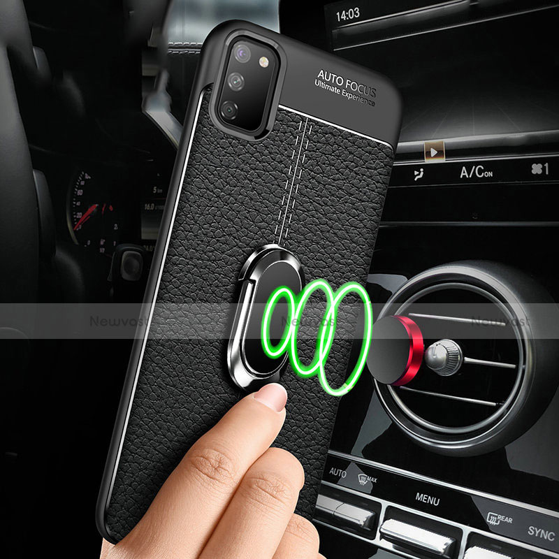Soft Silicone Gel Leather Snap On Case Cover with Magnetic Finger Ring Stand T02 for Huawei Honor V30 5G