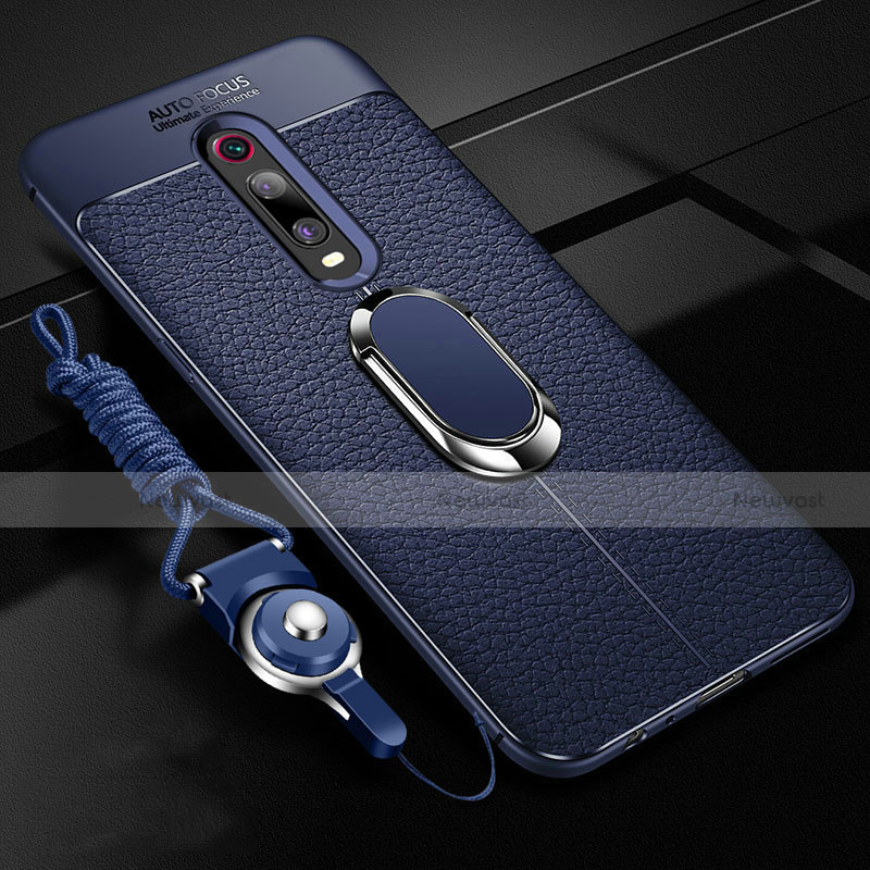 Soft Silicone Gel Leather Snap On Case Cover with Magnetic Finger Ring Stand T02 for Xiaomi Redmi K20