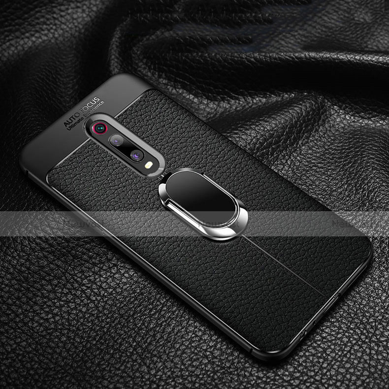 Soft Silicone Gel Leather Snap On Case Cover with Magnetic Finger Ring Stand T02 for Xiaomi Redmi K20