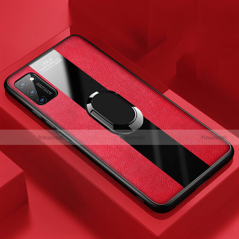 Soft Silicone Gel Leather Snap On Case Cover with Magnetic Finger Ring Stand T03 for Huawei Honor V30 Pro 5G