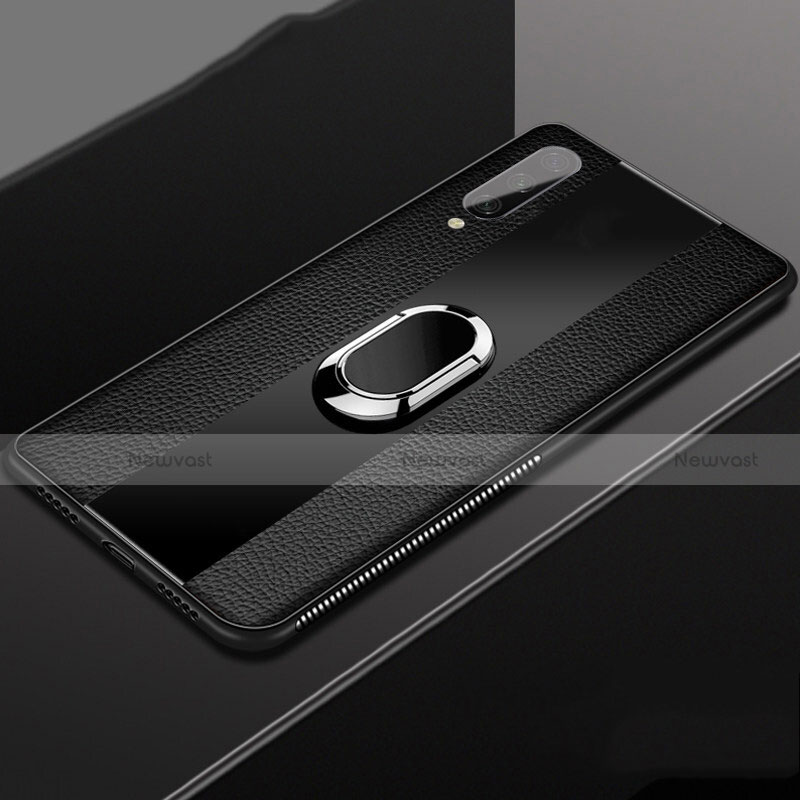 Soft Silicone Gel Leather Snap On Case Cover with Magnetic Finger Ring Stand T04 for Xiaomi Mi A3
