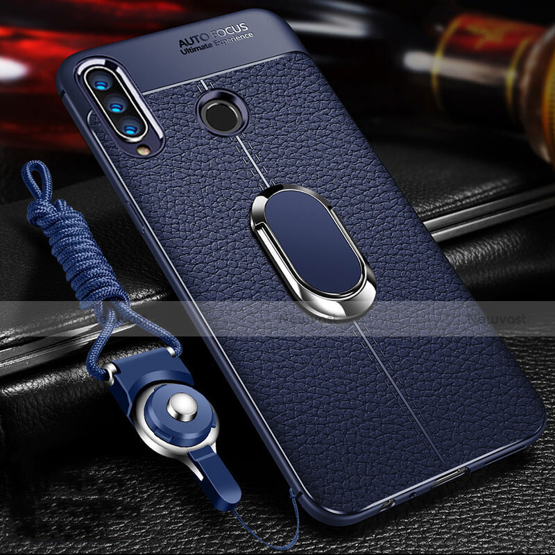 Soft Silicone Gel Leather Snap On Case Cover with Magnetic Finger Ring Stand Z01 for Huawei P30 Lite XL