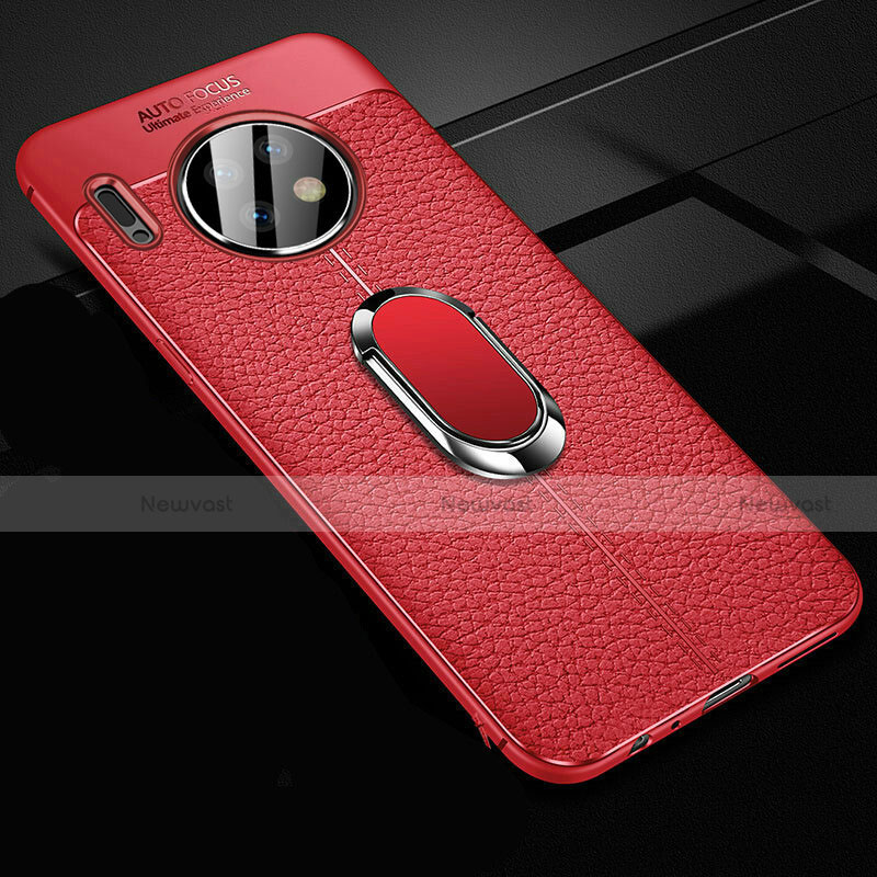 Soft Silicone Gel Leather Snap On Case Cover with Magnetic Finger Ring Stand Z02 for Huawei Mate 30 5G