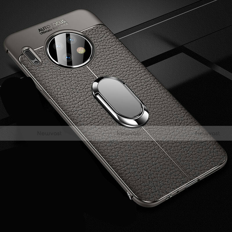 Soft Silicone Gel Leather Snap On Case Cover with Magnetic Finger Ring Stand Z02 for Huawei Mate 30 Pro 5G