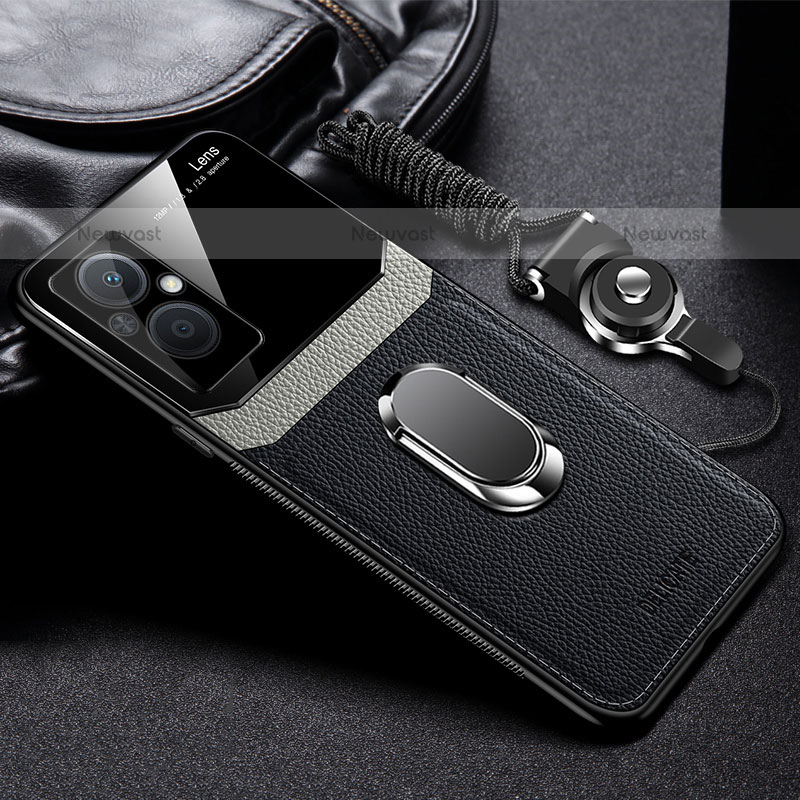 Soft Silicone Gel Leather Snap On Case Cover with Magnetic FL1 for Oppo F21 Pro 5G Black