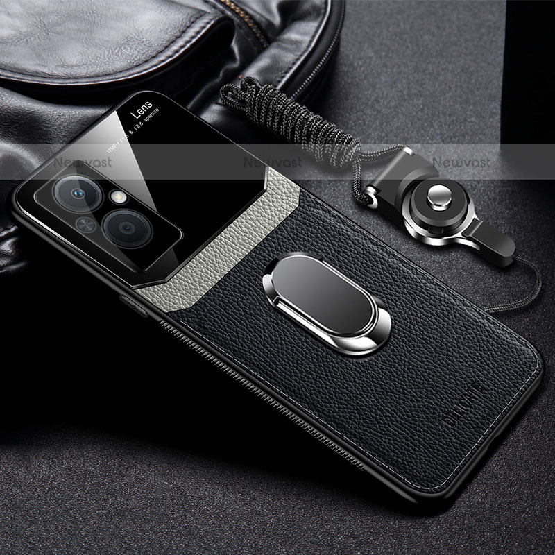 Soft Silicone Gel Leather Snap On Case Cover with Magnetic FL1 for Oppo F21s Pro 5G Black