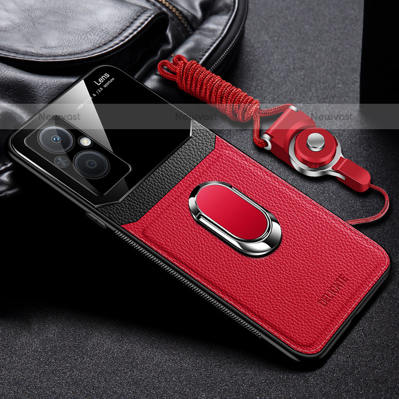 Soft Silicone Gel Leather Snap On Case Cover with Magnetic FL1 for Oppo F21s Pro 5G Red