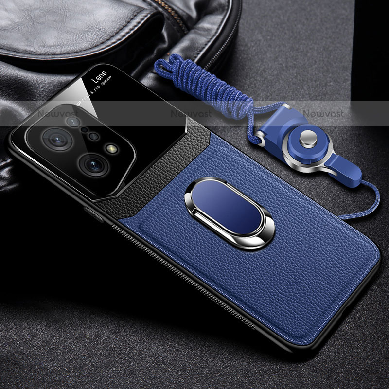 Soft Silicone Gel Leather Snap On Case Cover with Magnetic FL1 for Oppo Find X5 Pro 5G Blue