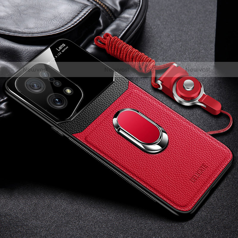 Soft Silicone Gel Leather Snap On Case Cover with Magnetic FL1 for Oppo Find X5 Pro 5G Red