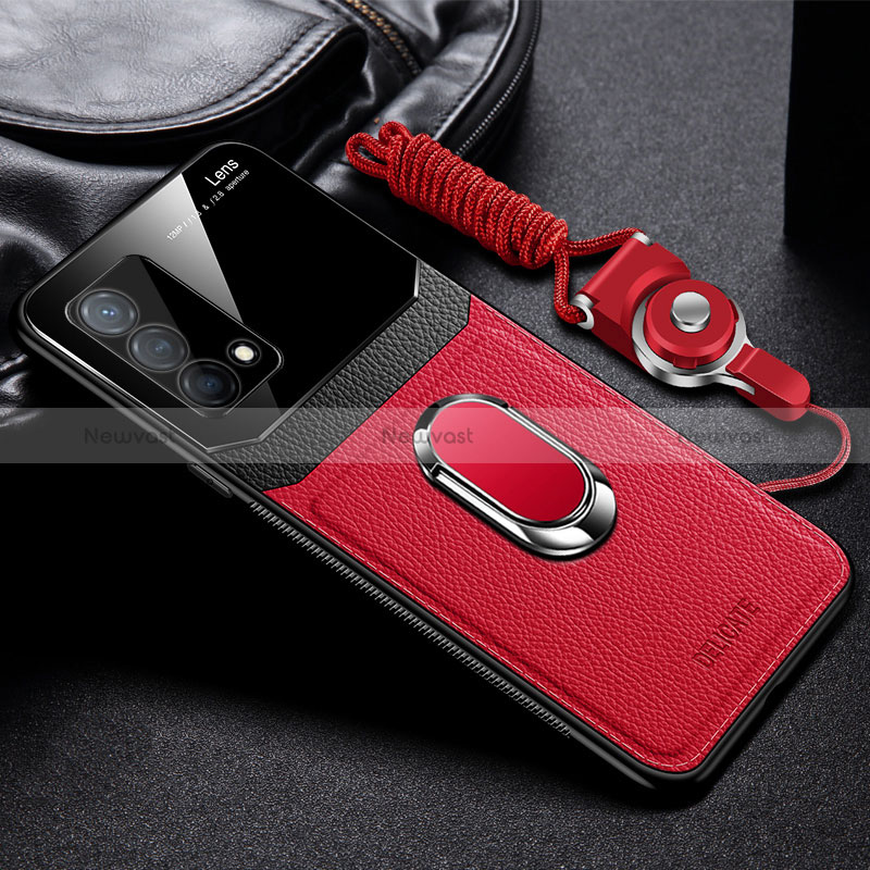 Soft Silicone Gel Leather Snap On Case Cover with Magnetic FL1 for Oppo K9 5G Red