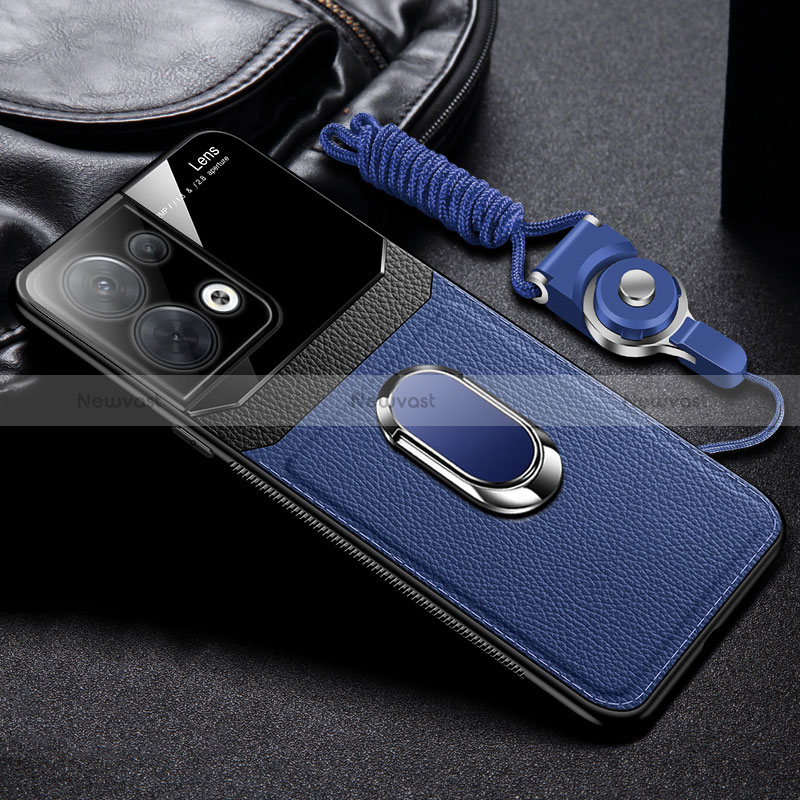 Soft Silicone Gel Leather Snap On Case Cover with Magnetic FL1 for Oppo Reno8 Pro 5G Blue