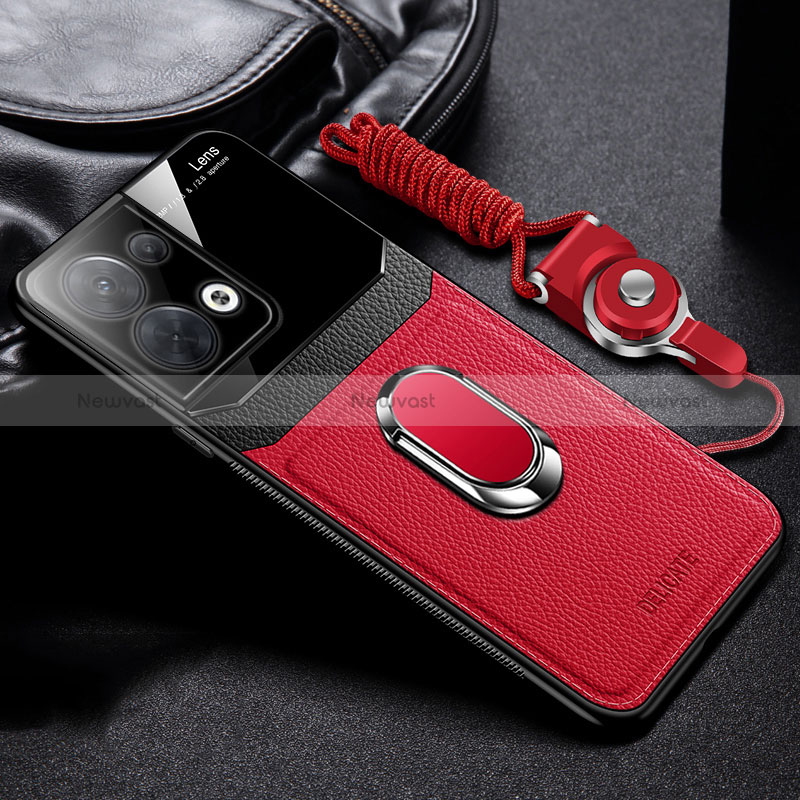 Soft Silicone Gel Leather Snap On Case Cover with Magnetic FL1 for Oppo Reno8 Pro 5G Red