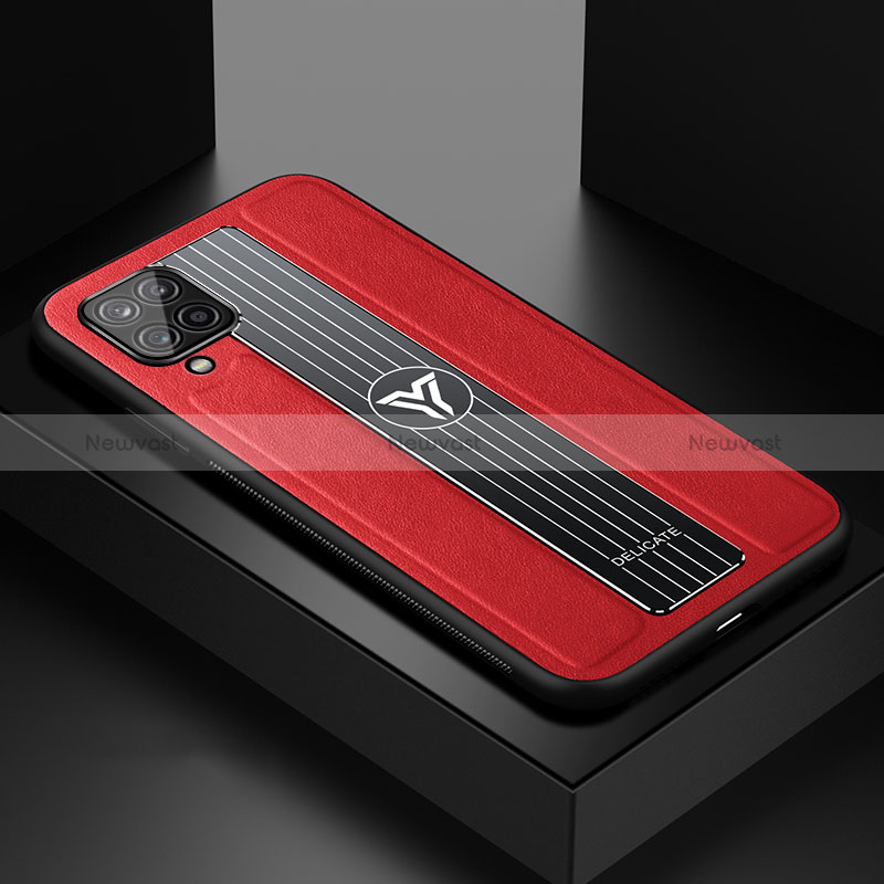 Soft Silicone Gel Leather Snap On Case Cover with Magnetic FL1 for Samsung Galaxy A42 5G Red