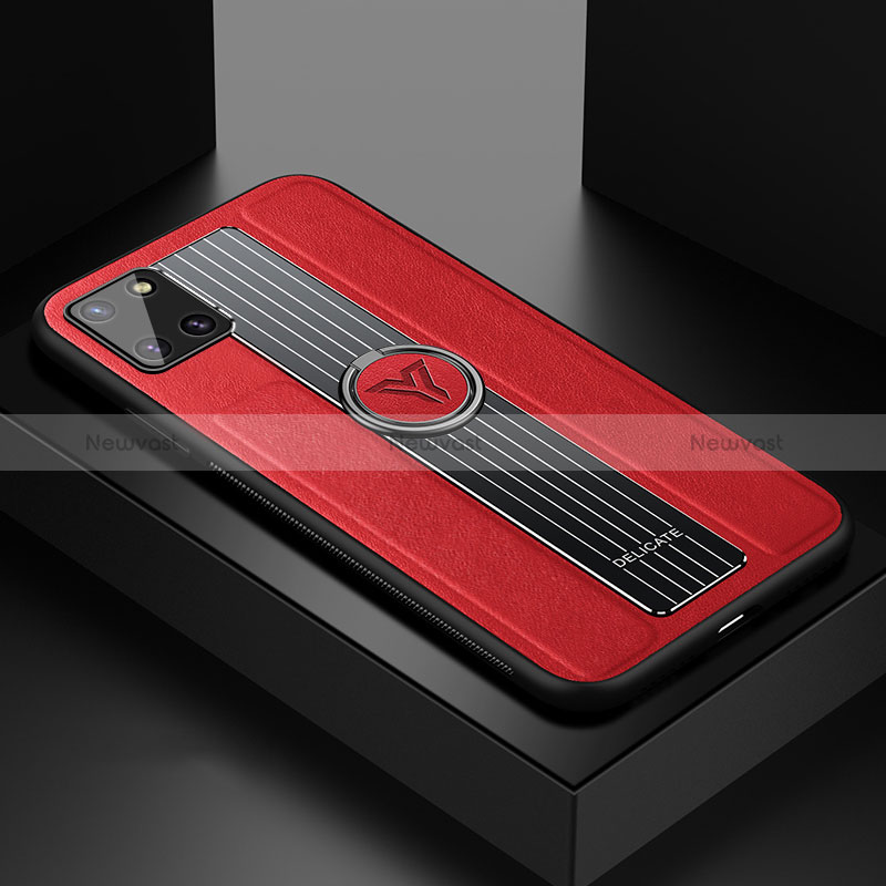 Soft Silicone Gel Leather Snap On Case Cover with Magnetic FL1 for Samsung Galaxy A81 Red
