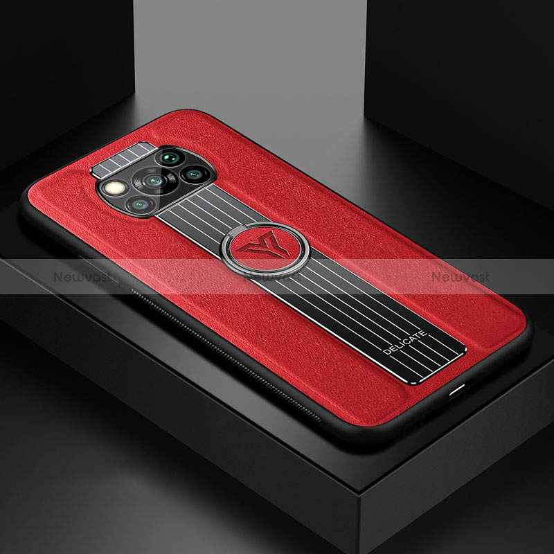 Soft Silicone Gel Leather Snap On Case Cover with Magnetic FL1 for Xiaomi Poco X3 Pro Red