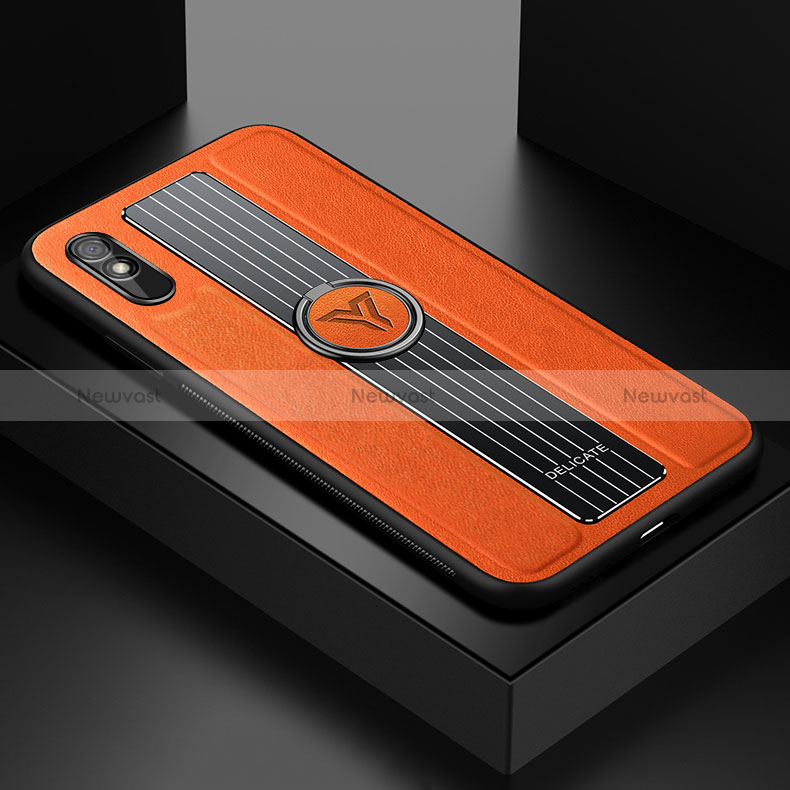 Soft Silicone Gel Leather Snap On Case Cover with Magnetic FL1 for Xiaomi Redmi 9A Orange