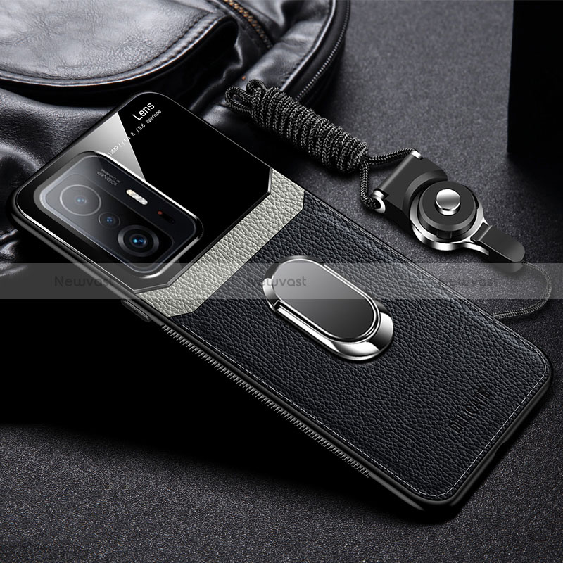 Soft Silicone Gel Leather Snap On Case Cover with Magnetic FL2 for Xiaomi Mi 11T 5G Black